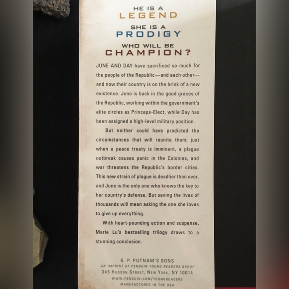 Legend, Prodigy and Champion - Complete Legend Trilogy - By Marie Lu - Hardcover - Picture 6 of 15